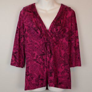 Hot Pink Black Paisley Design Blouse sz 0X